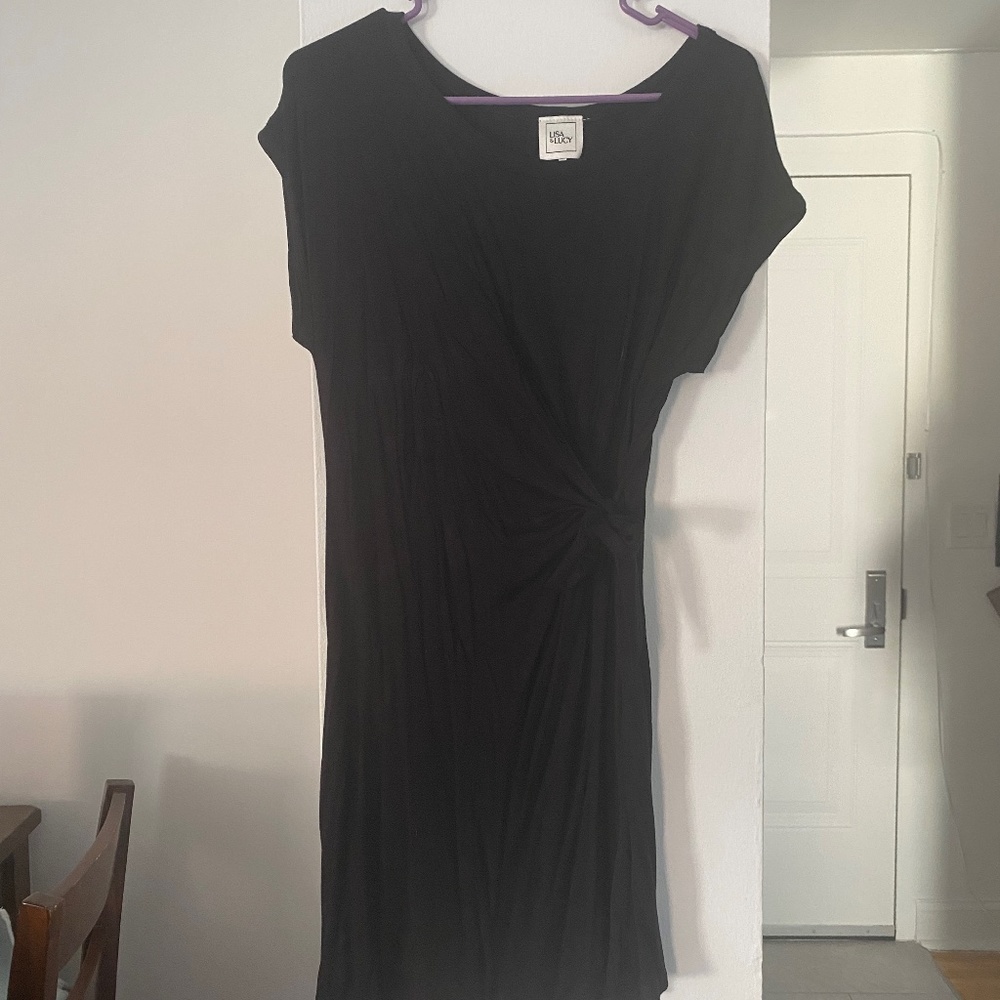 Black wrap front dress